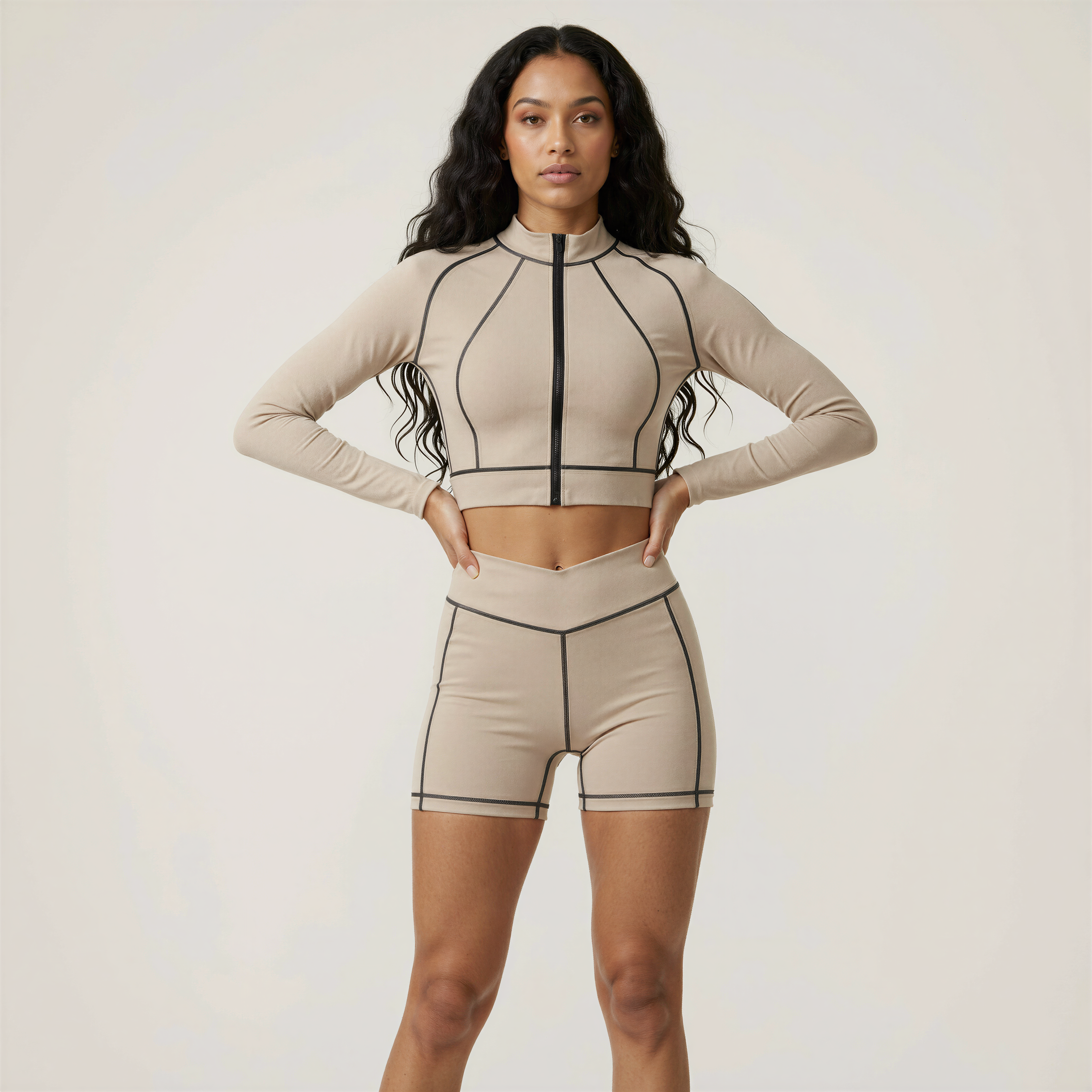 GOMOVELIVE “Sabbia Attiva” – Set Sportivo Zip-Up Minimal