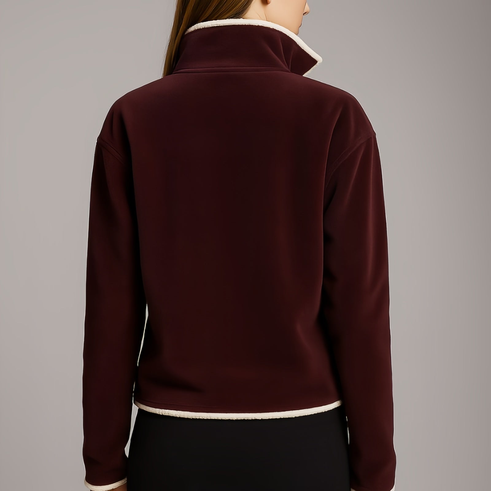 Winter Elegance: Bordeaux Fleece Jacket