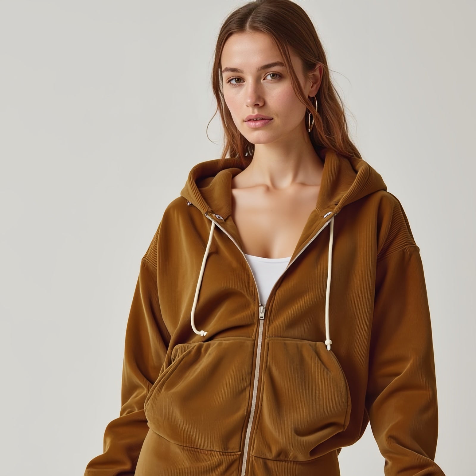 Urban Comfort Elegance: The "Velvet Luxe" Corduroy Sweatshirt