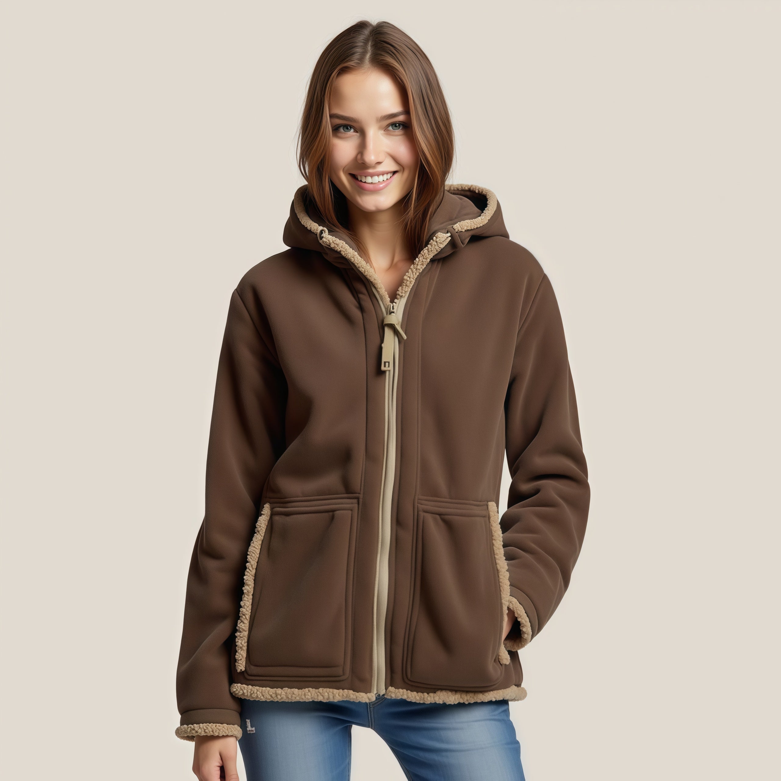 "Wilderness Comfort Fleece" Jacket: Natural Warmth and Rustic Style