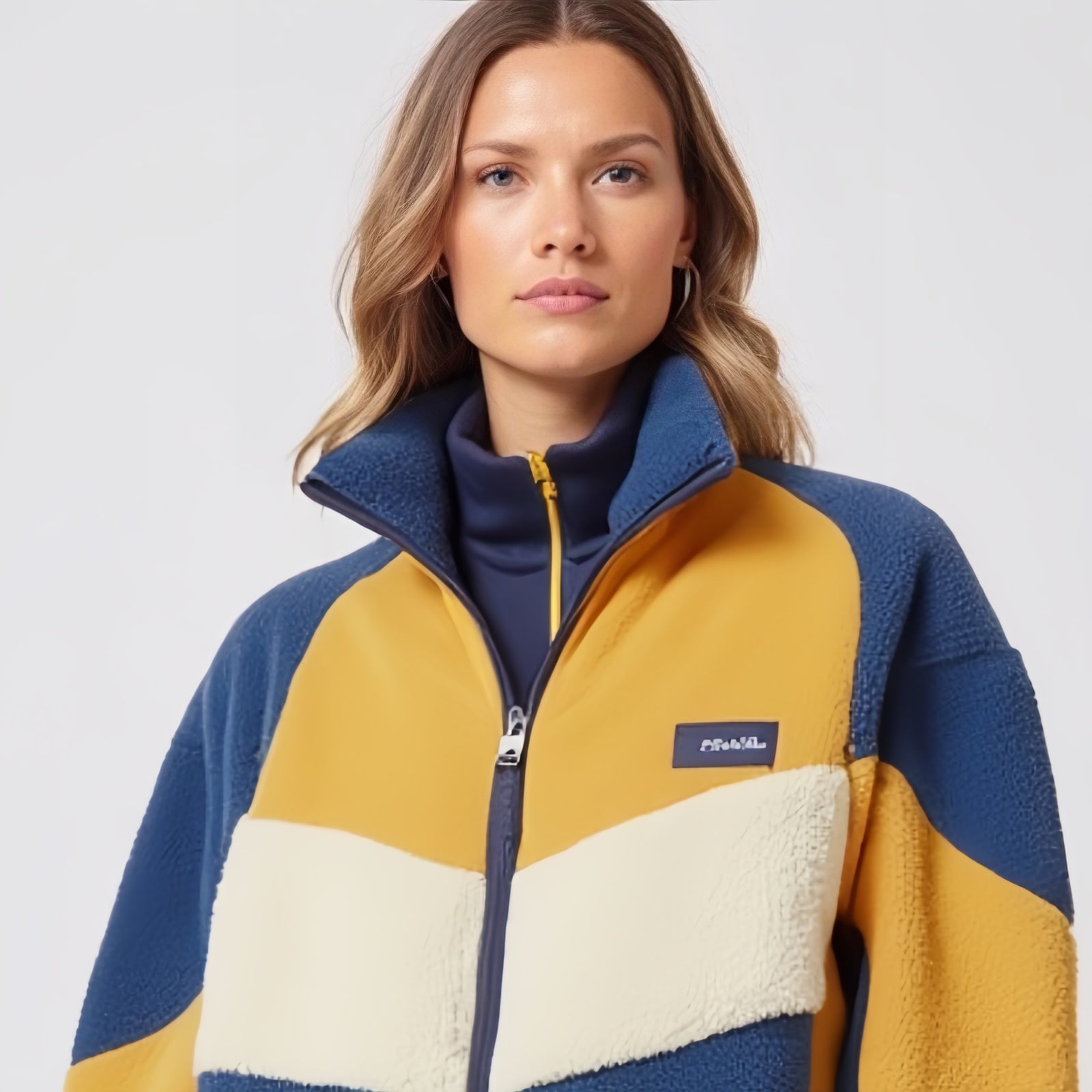 Giacca in Pile Tricolore - Stile Audace e Comfort Essenziale