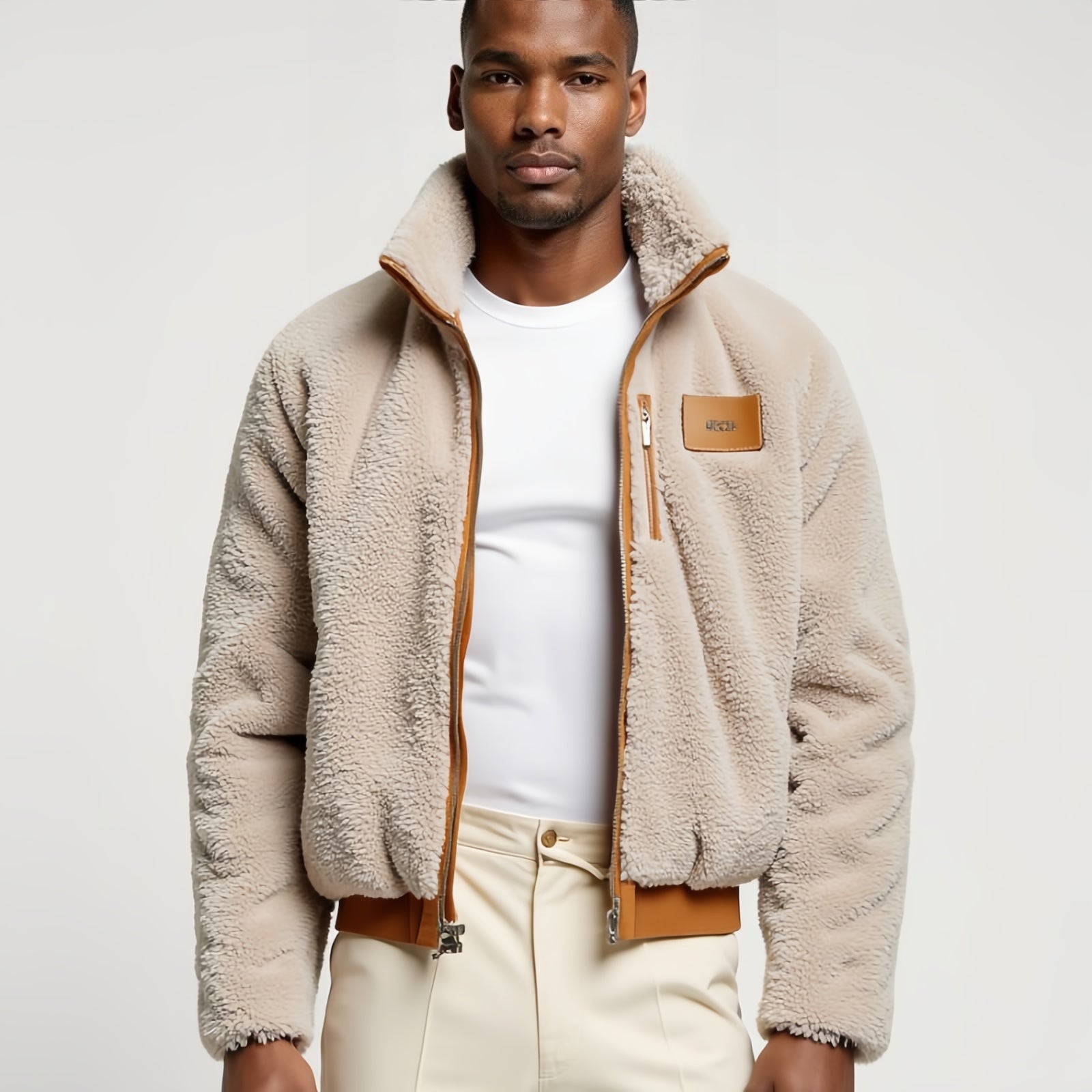 Elevate your casual style with the Deluxe Teddy Bomber Jacket