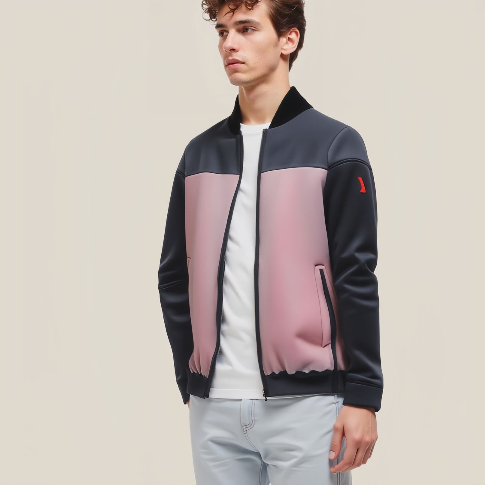 Color Block Bomber Jacket - Modern Style and Lightweight Comfort
