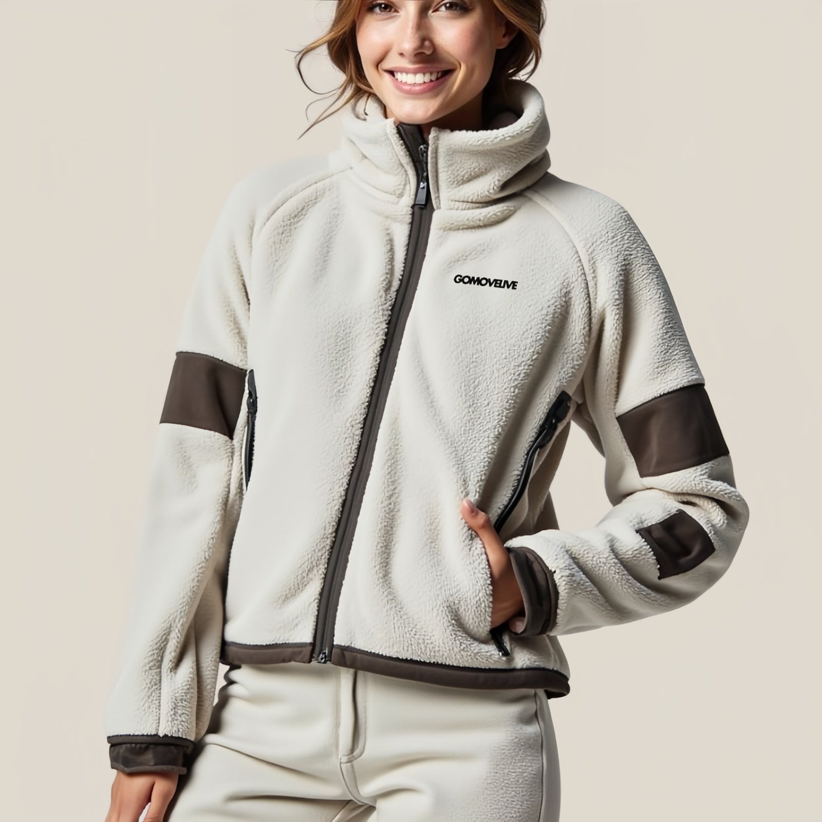 Warmth Hug: Stylish Fleece Jacket with Contrasting Details