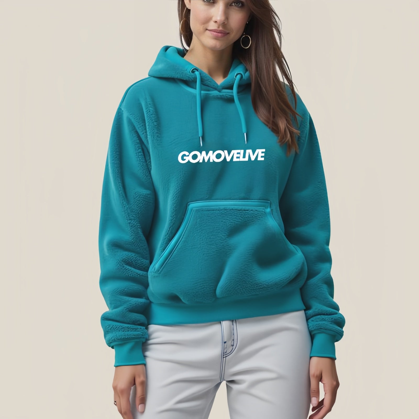 Urban Script – Felpa con Cappuccio Teal GOMOVELIVE e Stile Streetwear Iconico