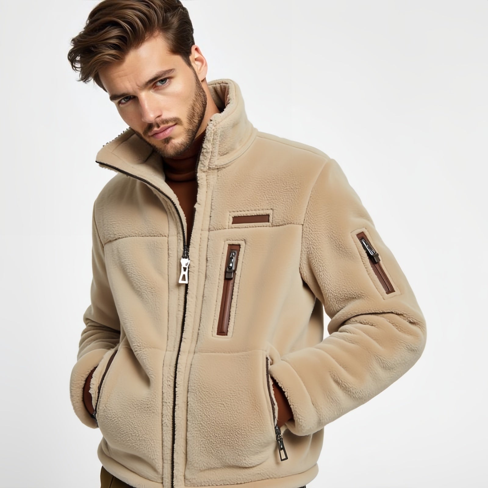 Field Tech – Beige Technical Jacket with Utility Details and Functional Cut