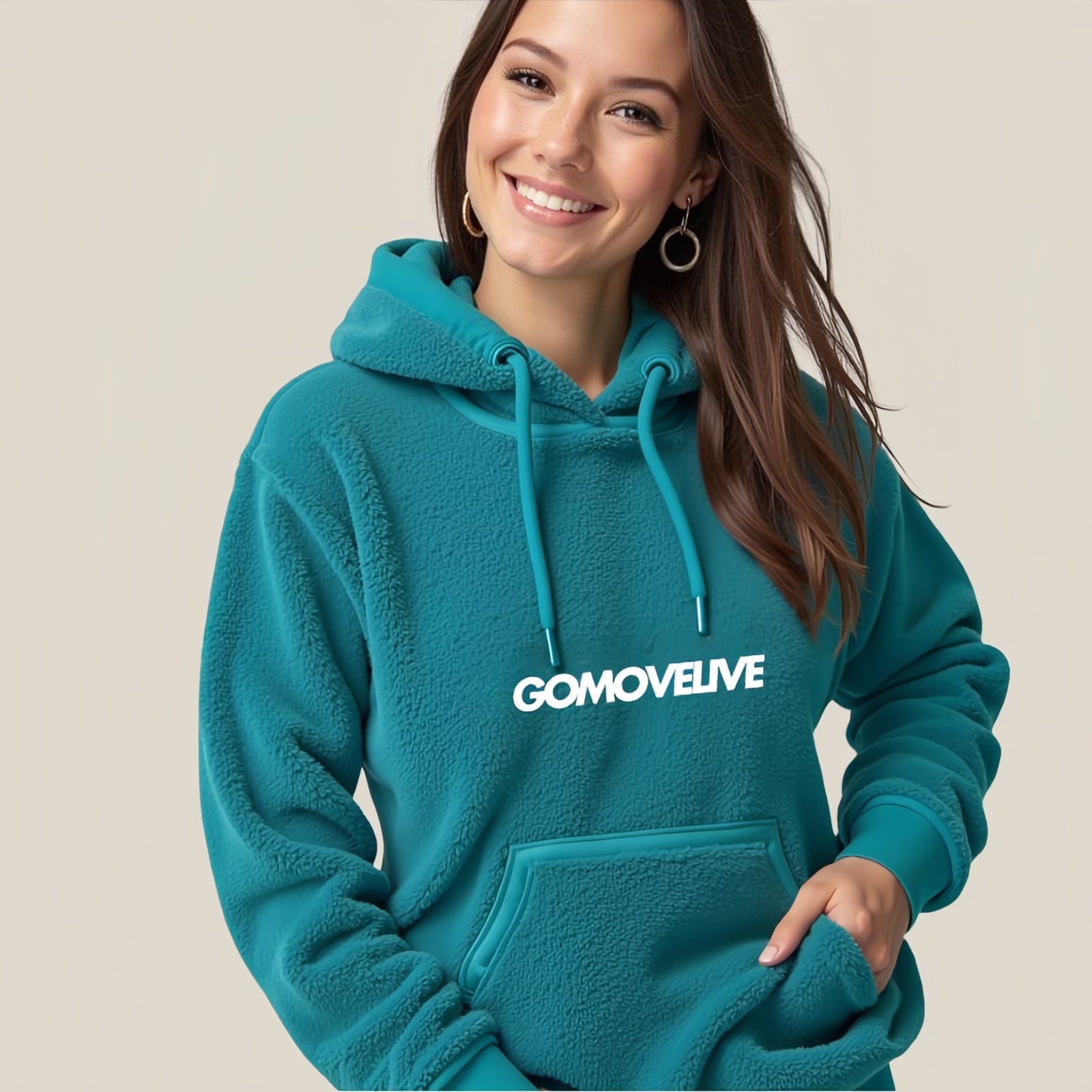 Urban Script – Felpa con Cappuccio Teal GOMOVELIVE e Stile Streetwear Iconico
