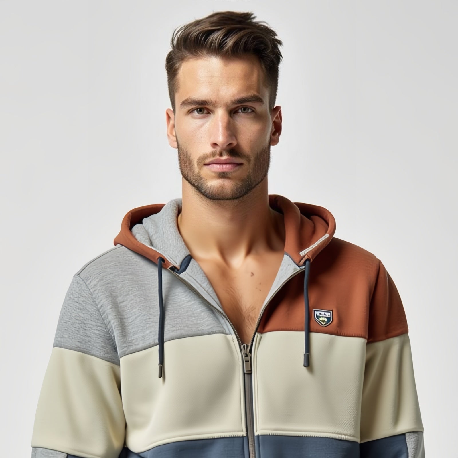 Panel Sherpa – Hoodie Zip-Up Bicolor con Interno in Pile e Branding “KLAN”