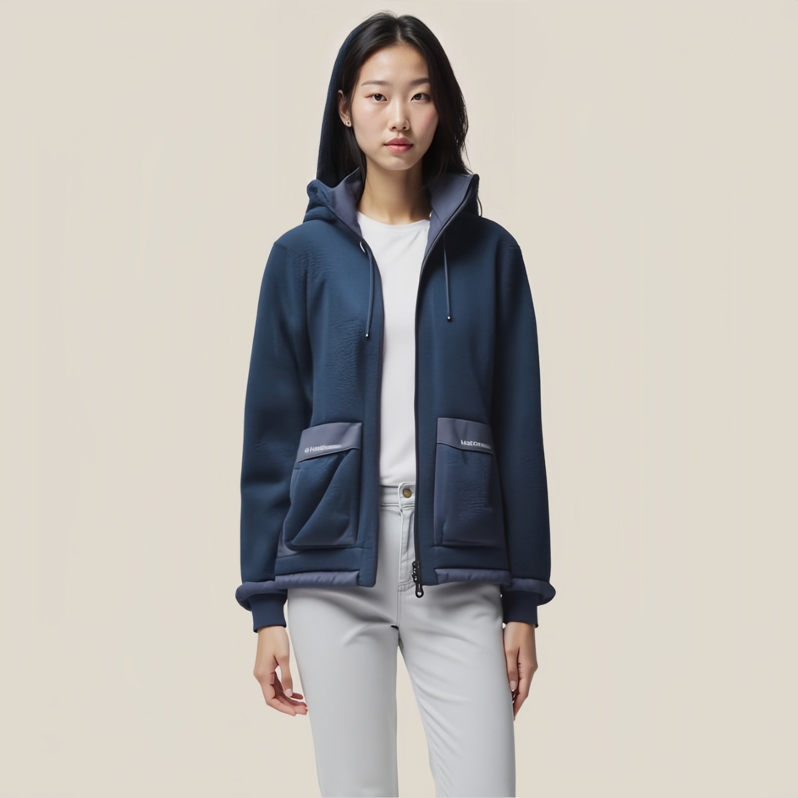 Alpha Hood – Blue Fleece Jacket with Hood and “alphataone” Patch