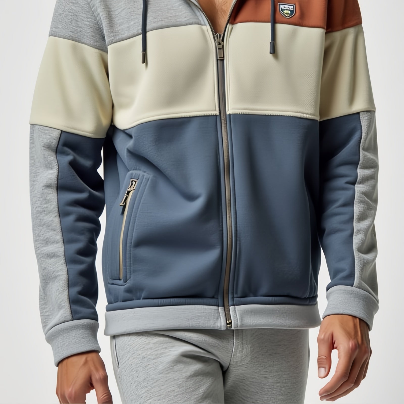 Panel Sherpa – Hoodie Zip-Up Bicolor con Interno in Pile e Branding “KLAN”