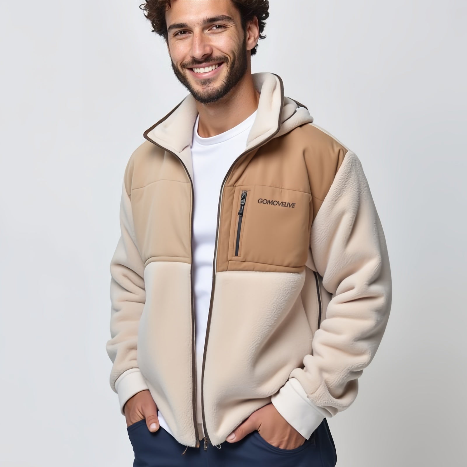 Two-Tone Fleece Hooded Jacket: Outdoor Comfort and Style