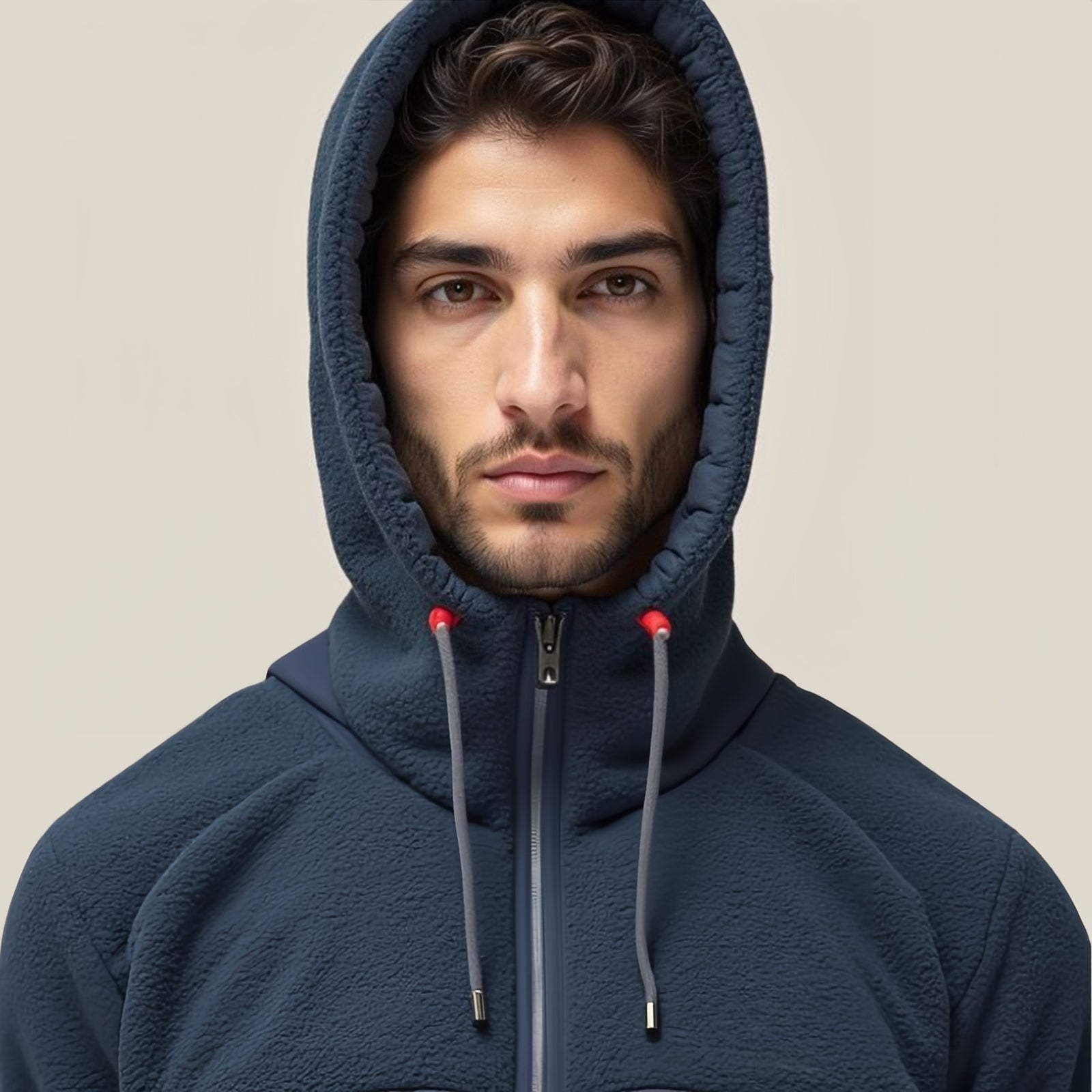 Ink Division – Navy Blue Hoodie with Contrasting Tech Panel