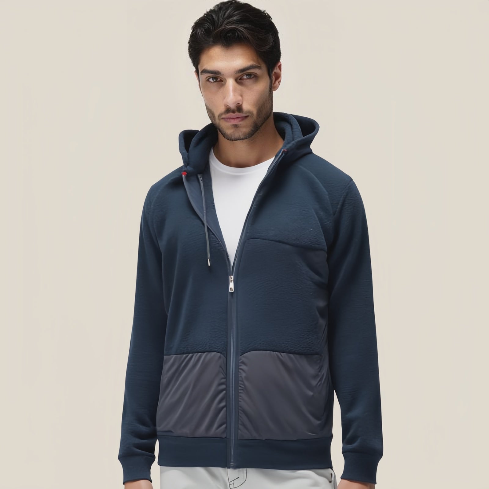 Ink Division – Felpa con Cappuccio Blu Navy con Pannello Tecnico a Contrasto
