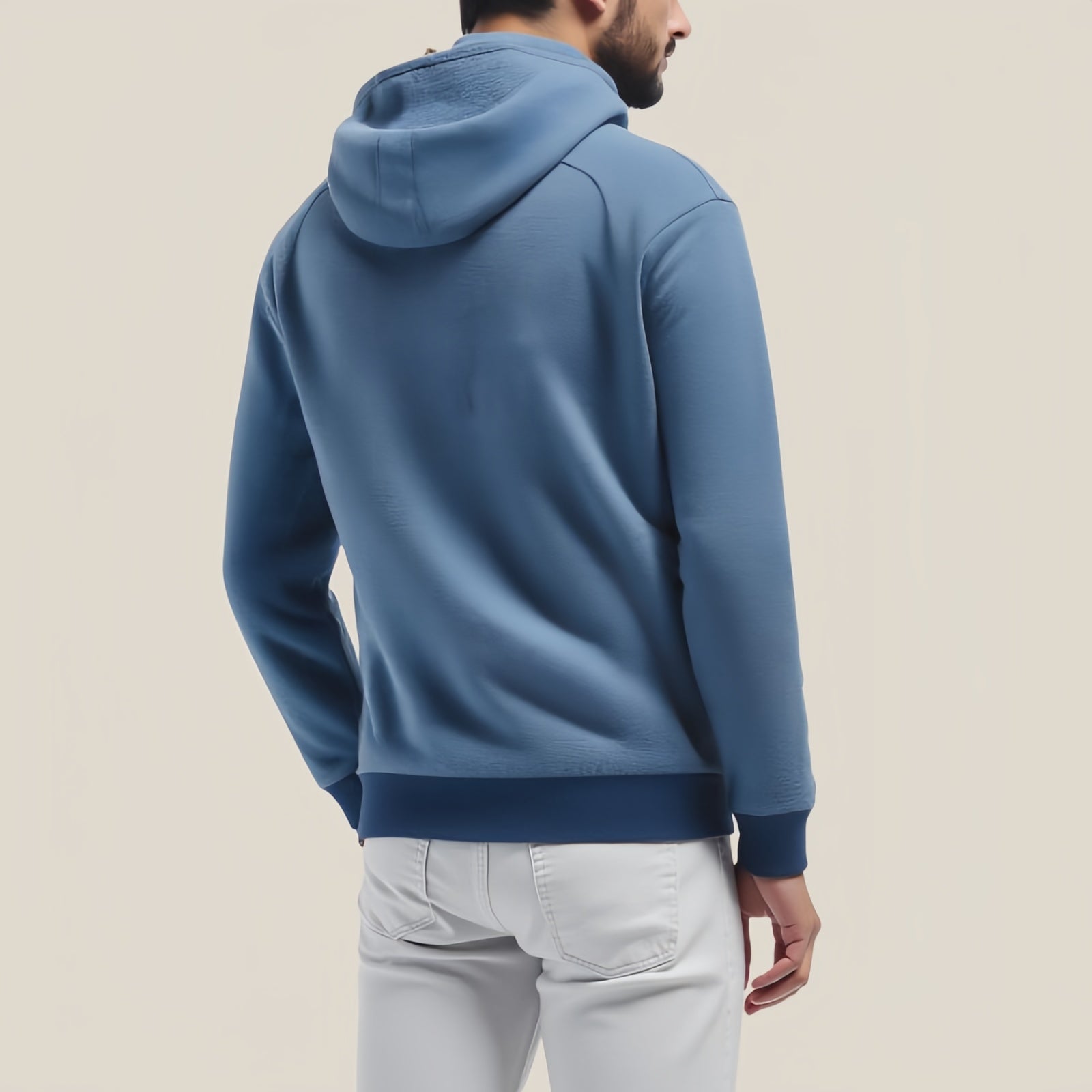 Navy Draft – Blue Hoodie with Minimal Logo and Front Pockets
