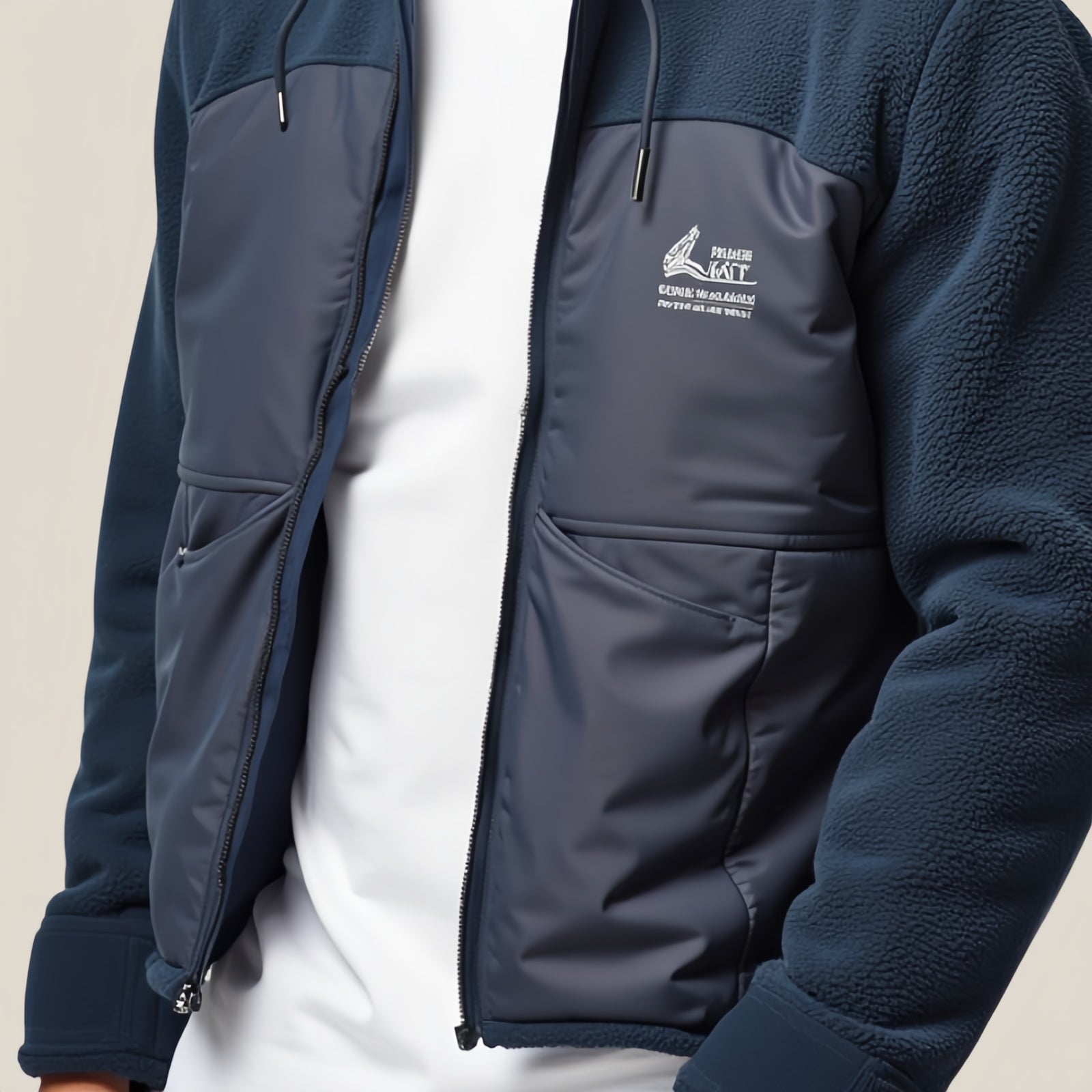 Camp Navy – Blue Hooded Jacket with “Pioneer Camp” Patch and Fleece Blend