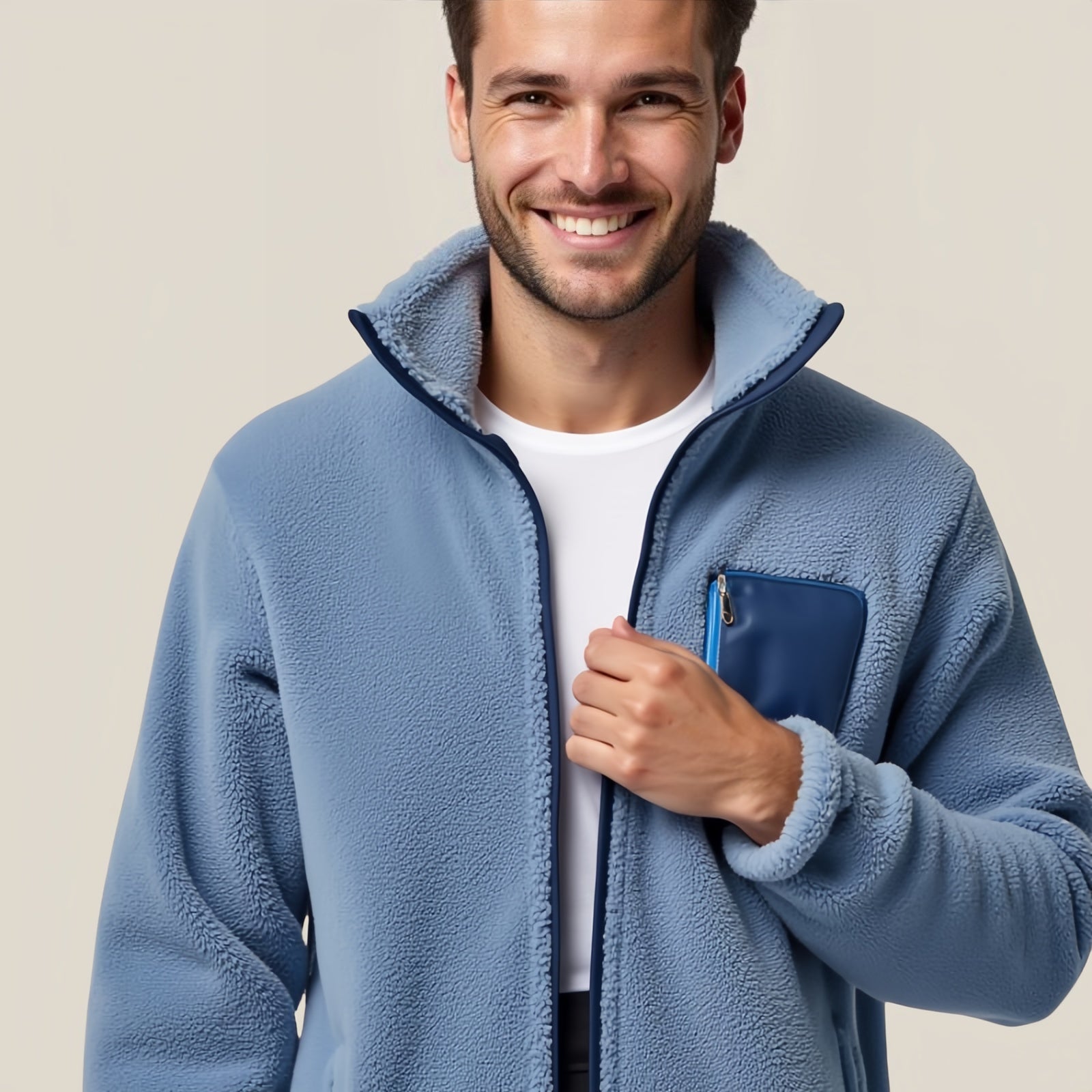Navy Draft – Blue Hoodie with Minimal Logo and Front Pockets