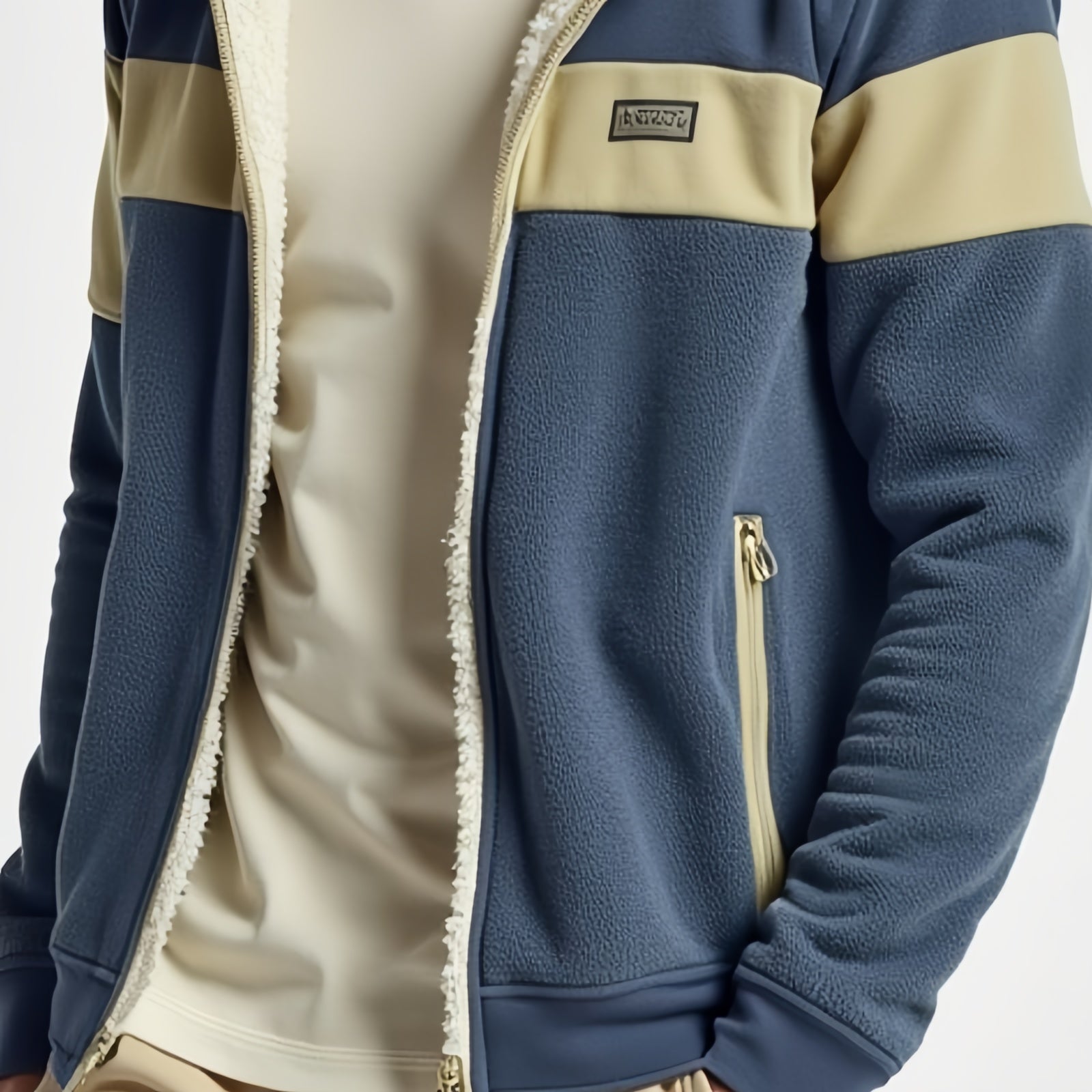 Panel Sherpa – Hoodie Zip-Up Bicolor con Interno in Pile e Branding “KLAN”