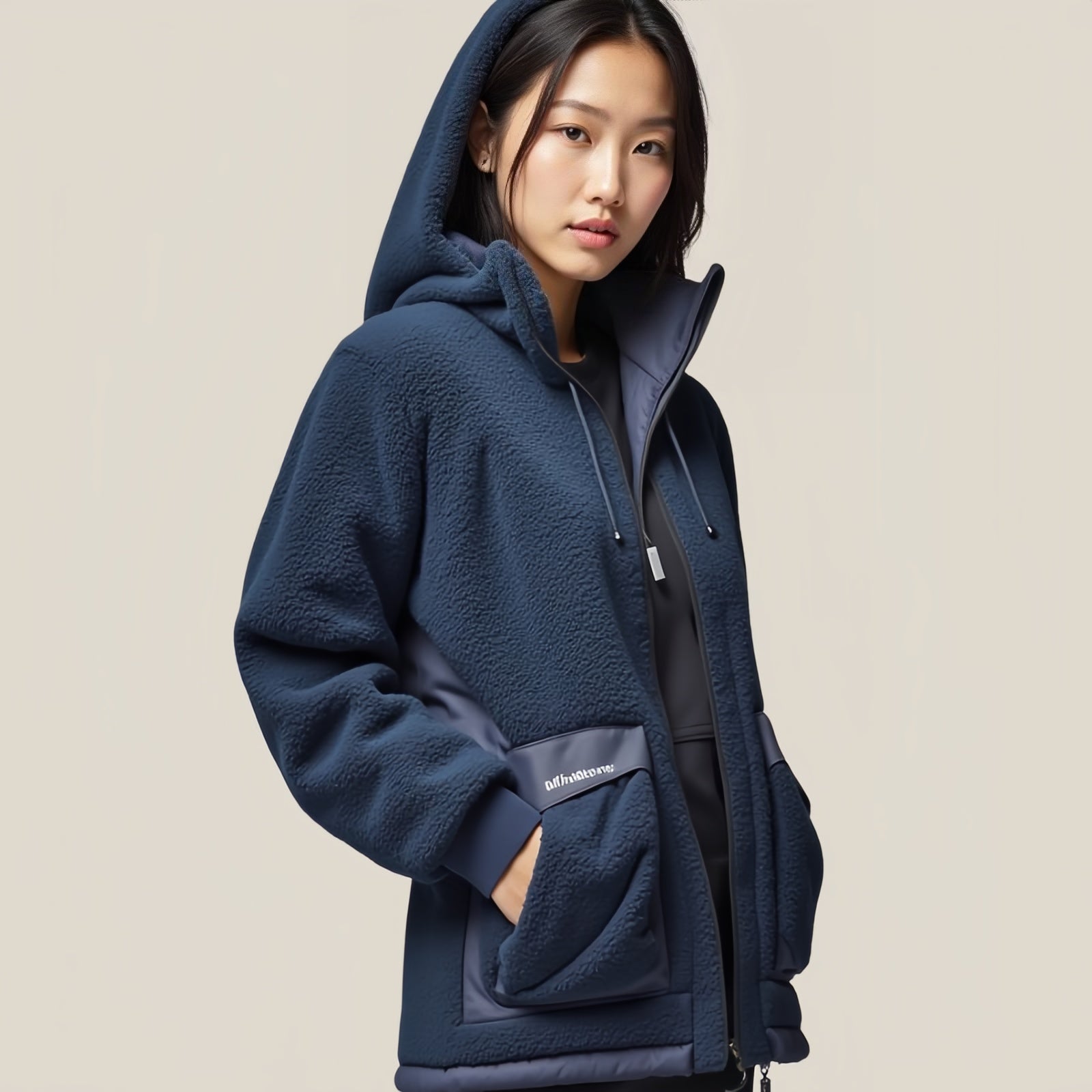 Alpha Hood – Blue Fleece Jacket with Hood and “alphataone” Patch