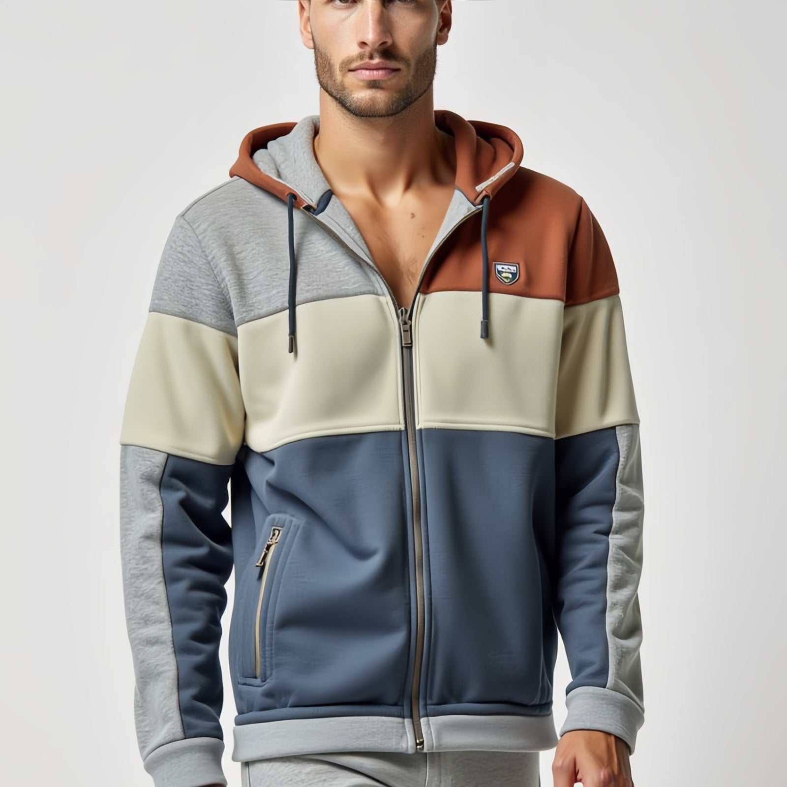 Panel Sherpa – Hoodie Zip-Up Bicolor con Interno in Pile e Branding “KLAN”