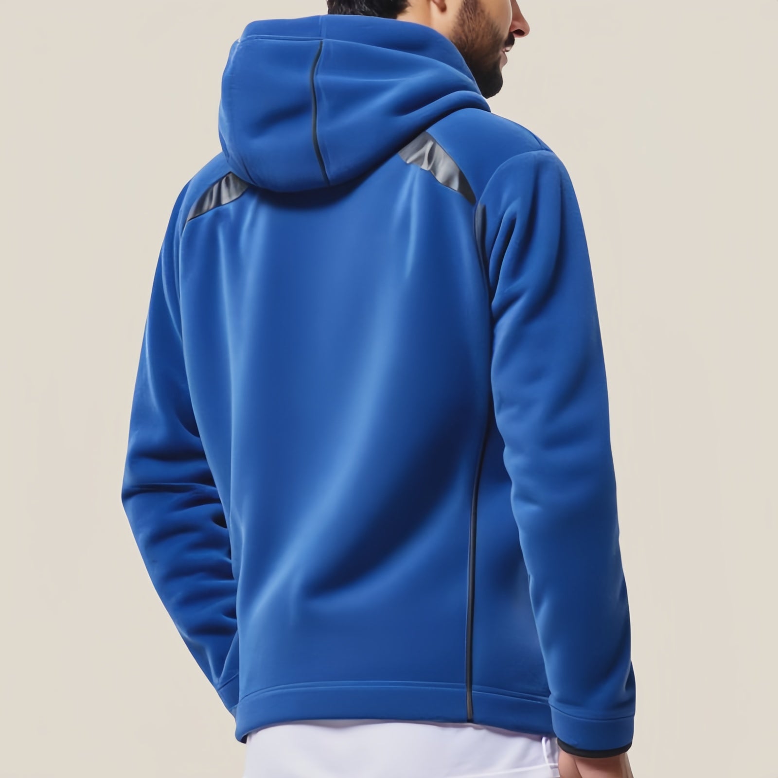 GOMOVELIVE Element – ​​Blue Technical Jacket with Hood and Zip Chest Pocket