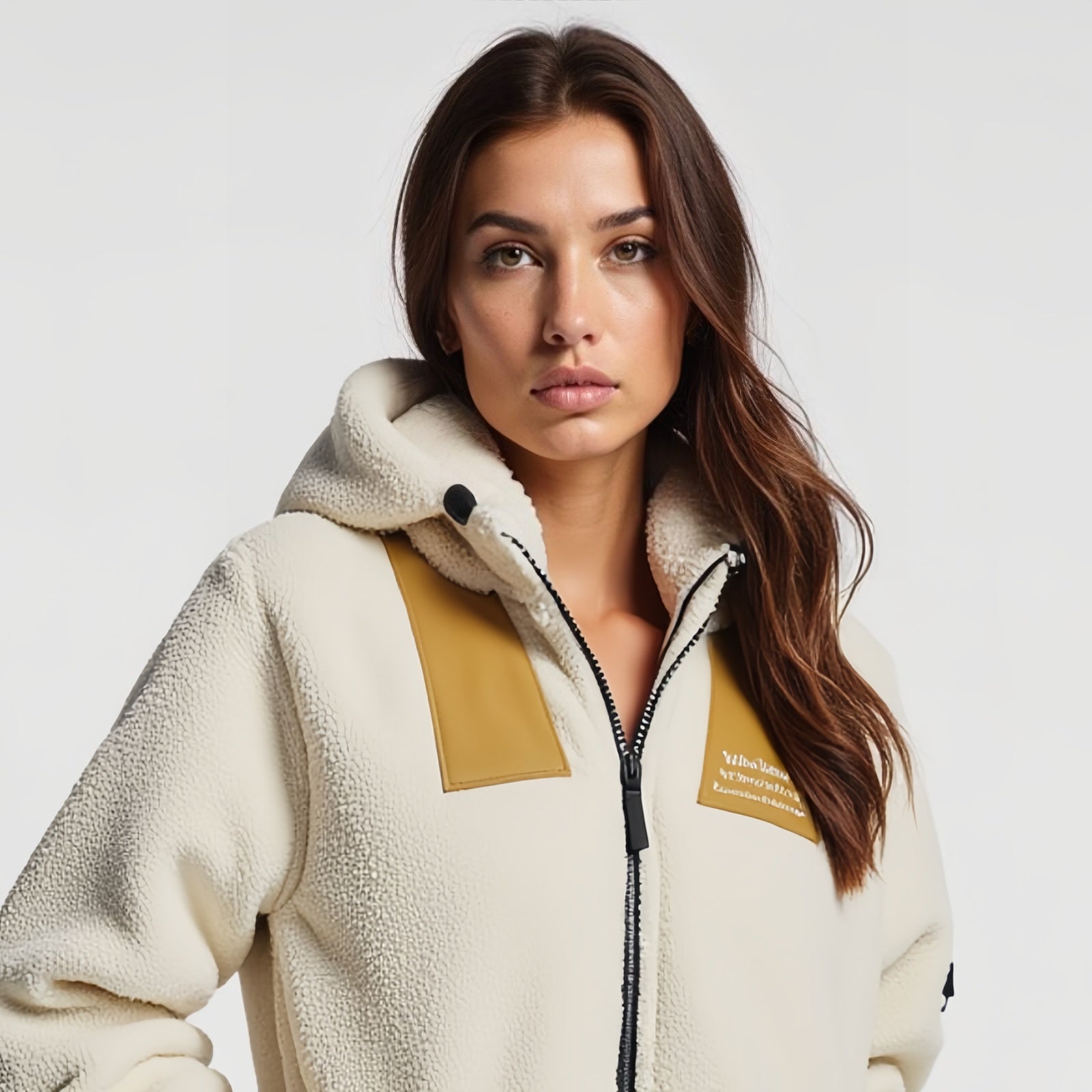 Alpine Heritage – Hooded Fleece Jacket with Brown Panels and Front Pockets