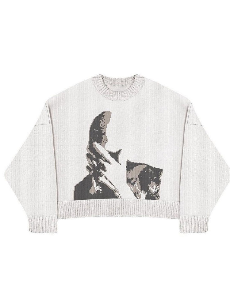 Maglione Donna in Maglia con Stampa Animalier