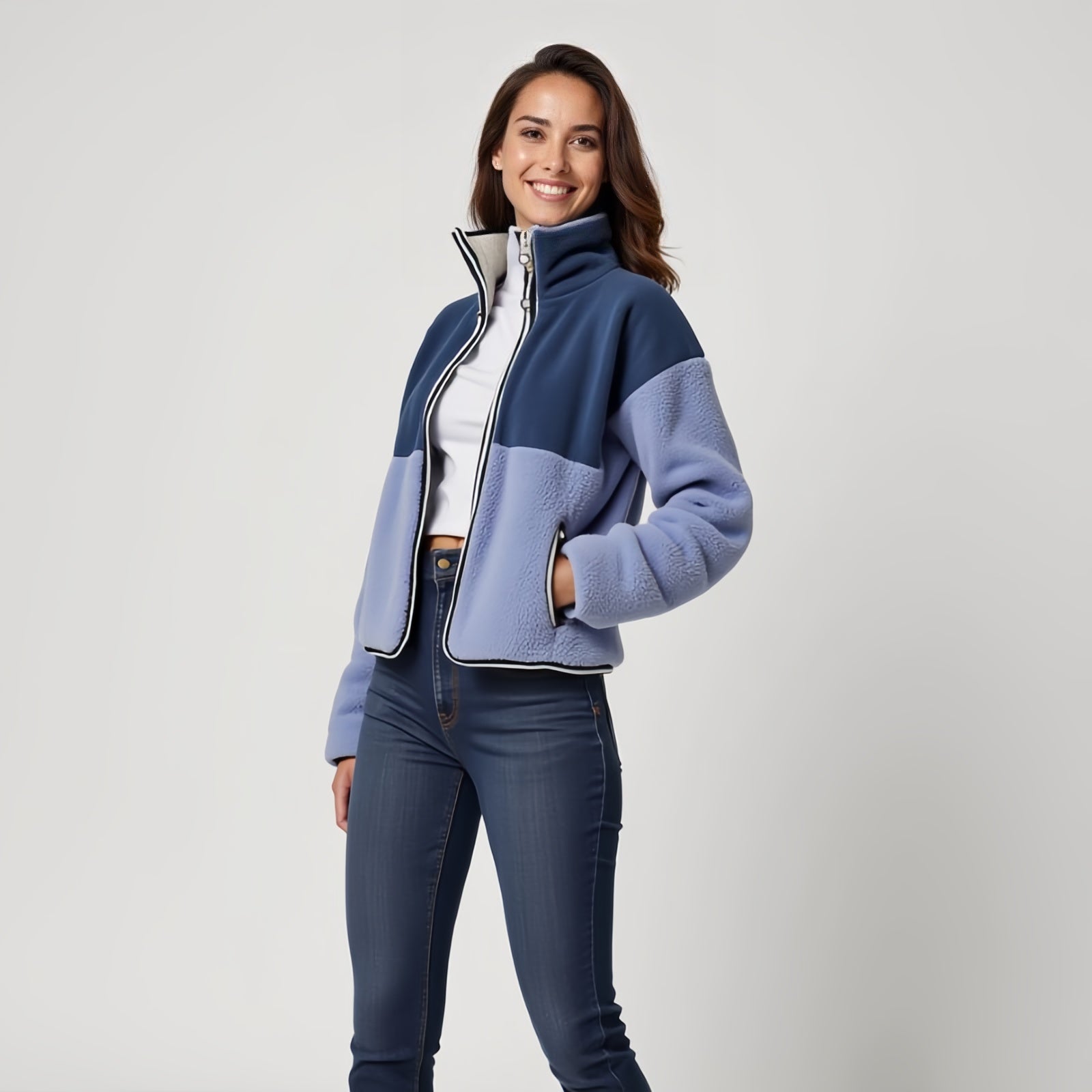 Blue Ridge Fleece – Two-Tone Zip-Up Fleece Jacket with Front Pockets