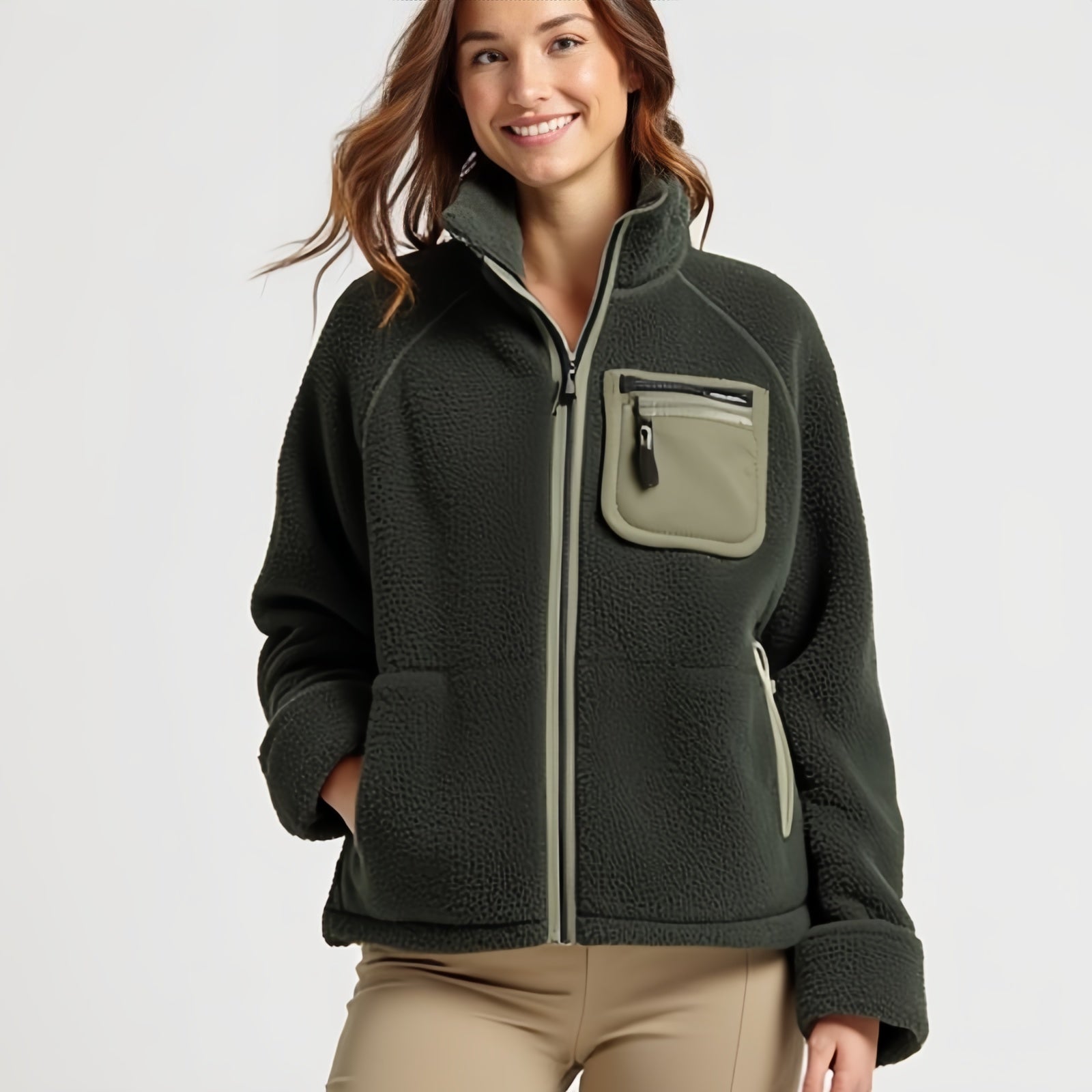 Forest Core Fleece – Forest Green Zip-Up Fleece Jacket with Chest Pocket