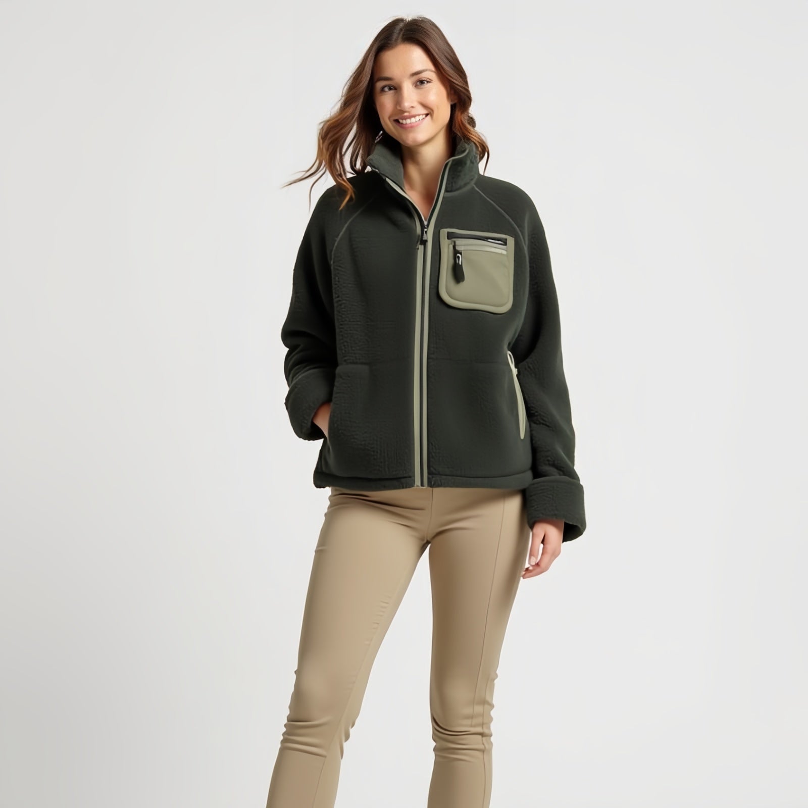 Forest Core Fleece – Forest Green Zip-Up Fleece Jacket with Chest Pocket