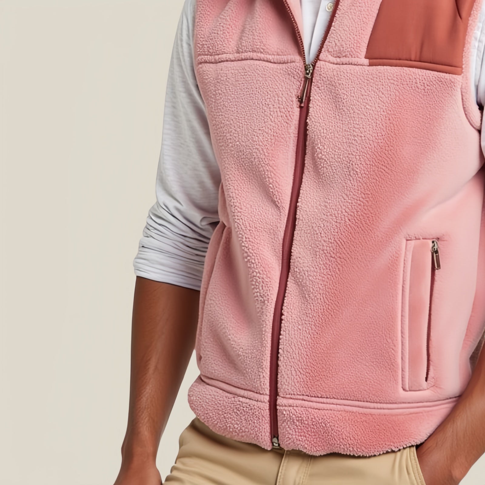 Summit Seeker Fleece – Powder Pink Technical Jacket with Contrast Shoulders and Front Zip