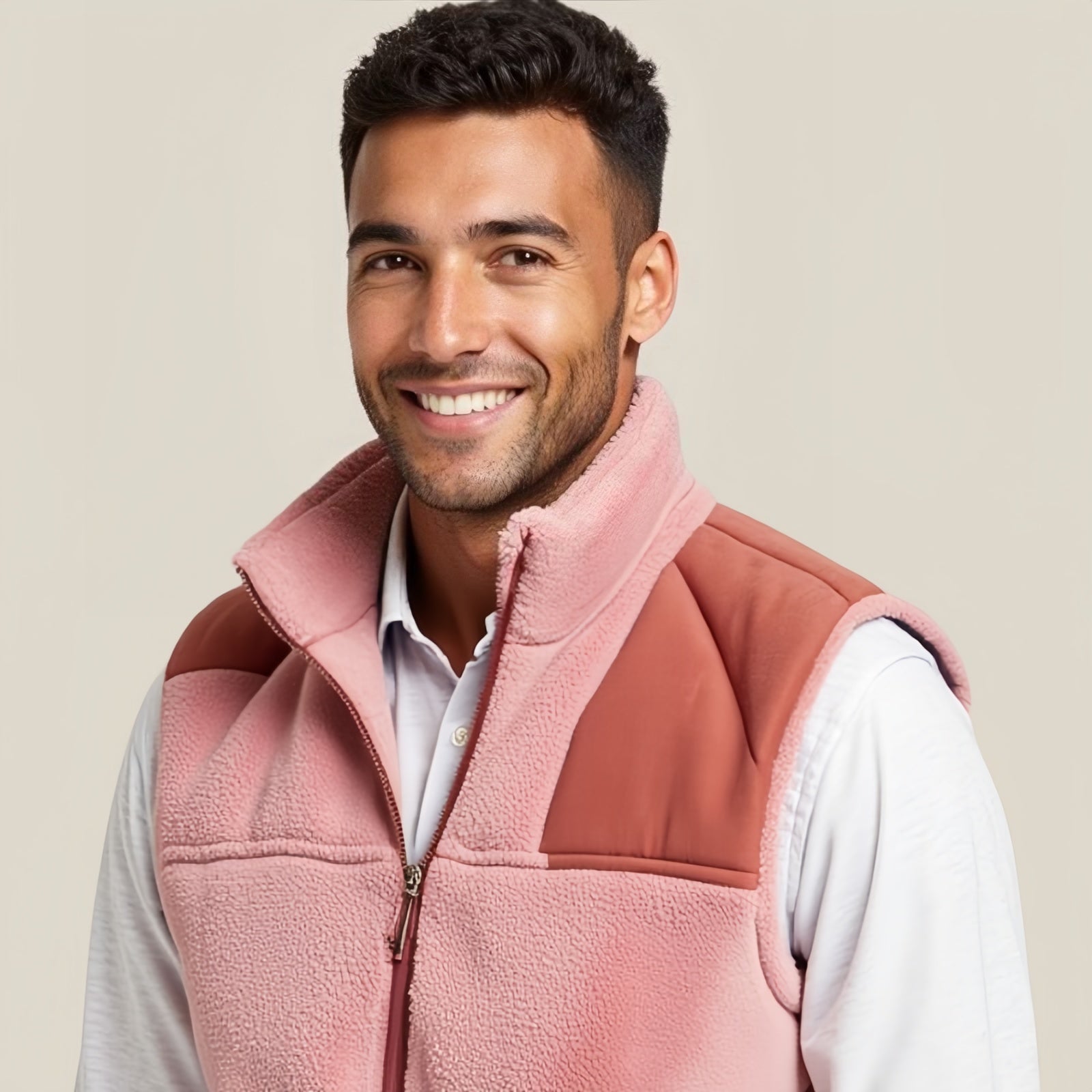 Summit Seeker Fleece – Powder Pink Technical Jacket with Contrast Shoulders and Front Zip