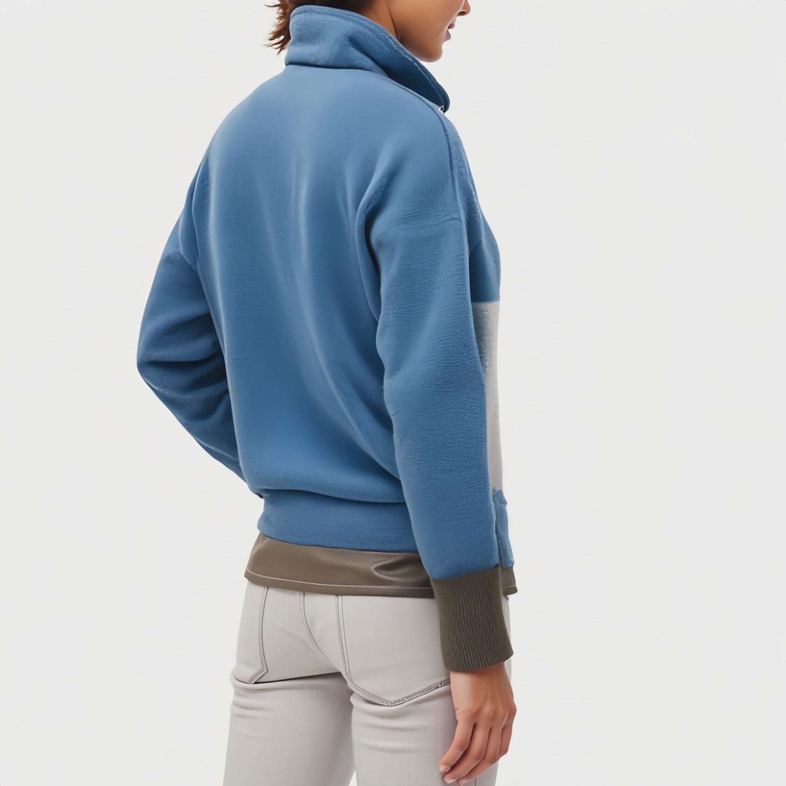 Glacier Zip Fleece – Technical Blue Jacket with Ice Grey Details and Contrasting Hem