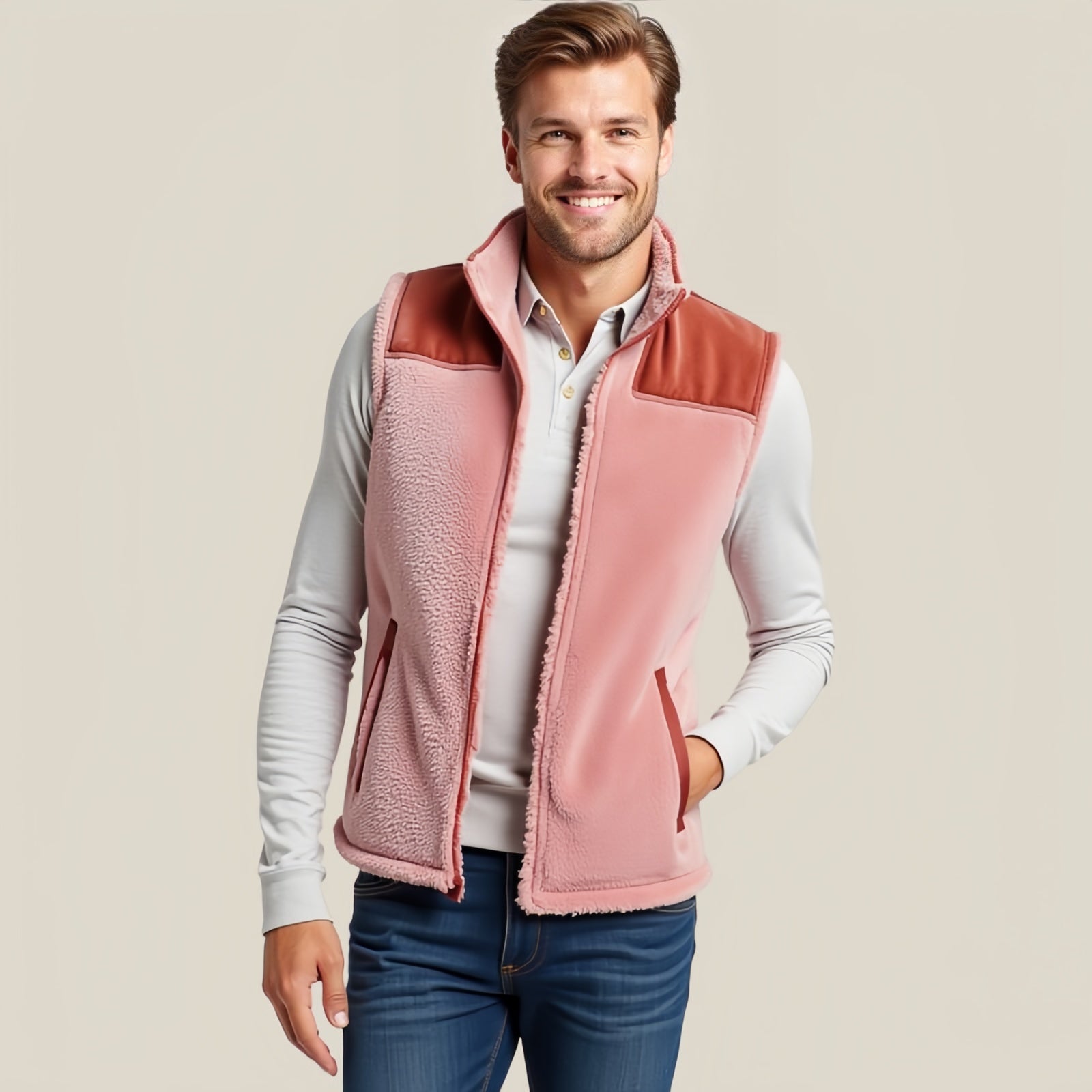 Summit Seeker Fleece – Powder Pink Technical Jacket with Contrast Shoulders and Front Zip