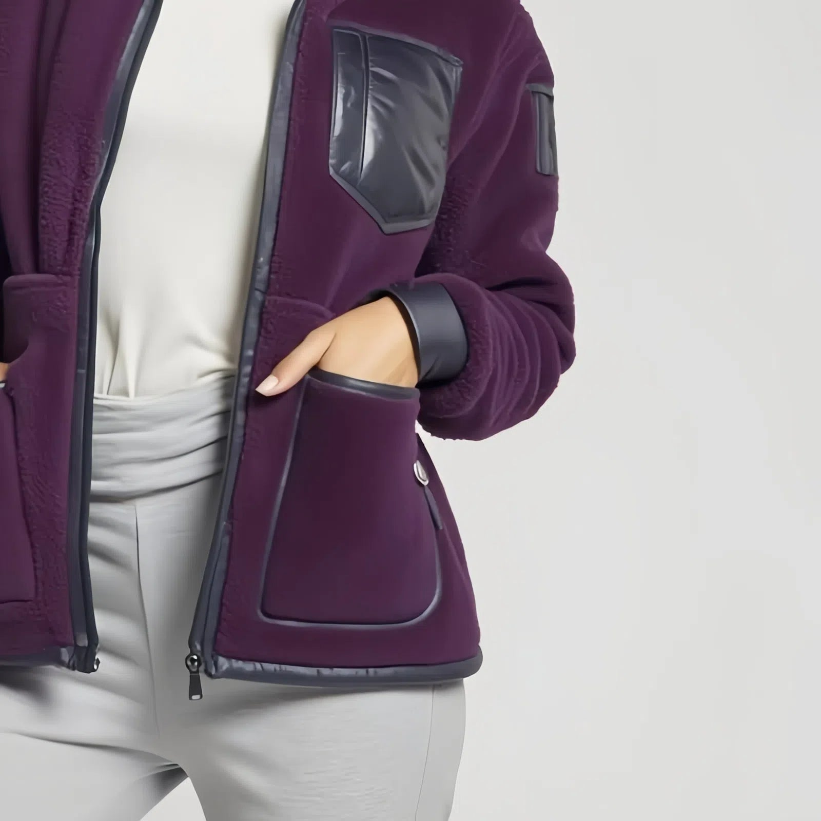 Elevate your style with the Plum Elegance Fleece Jacket