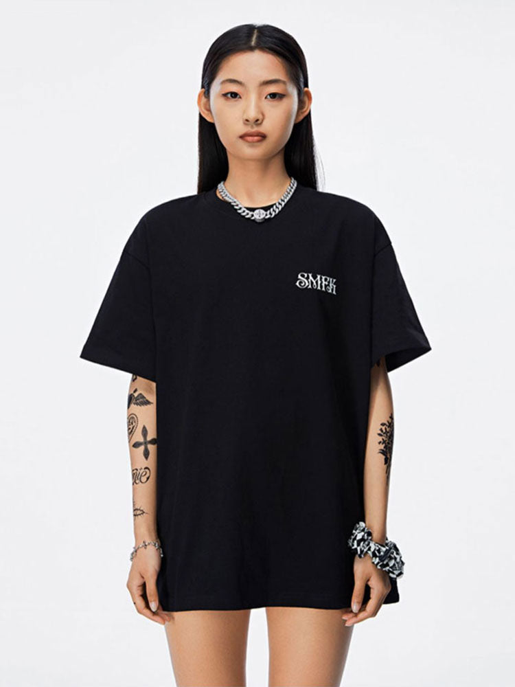 SMFK T-Shirt Donna Oversize in Cotone – Manica Corta
