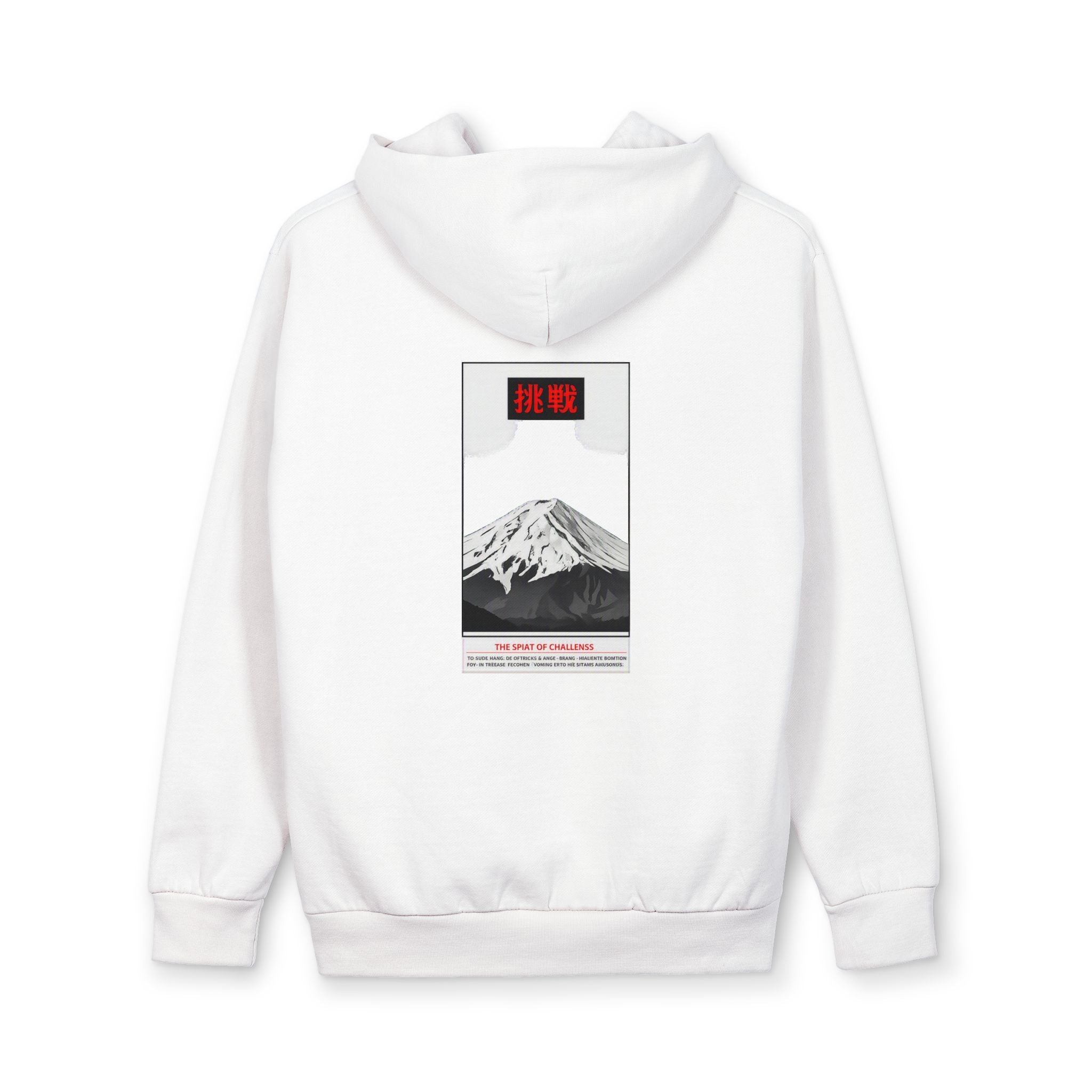 Hoodie — Japanese Mount Fuji Graphic with Kanji “Future” & “Challenge”