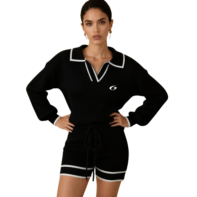 Dual Line – Elegant Contrast Sporty Knit Set