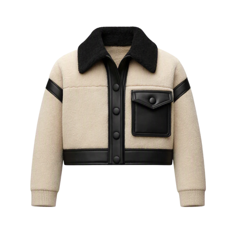 Urban Frame – Cropped Leather and Fleece Jacket