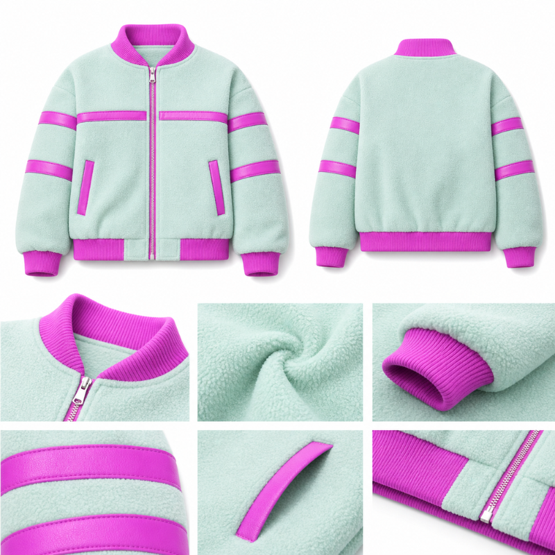 Giacca Pile Tecnico e Pelle Rosa