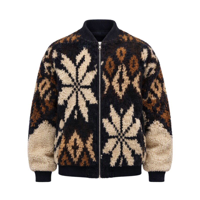 Giacca Bomber in Lana Merino e Sherpa