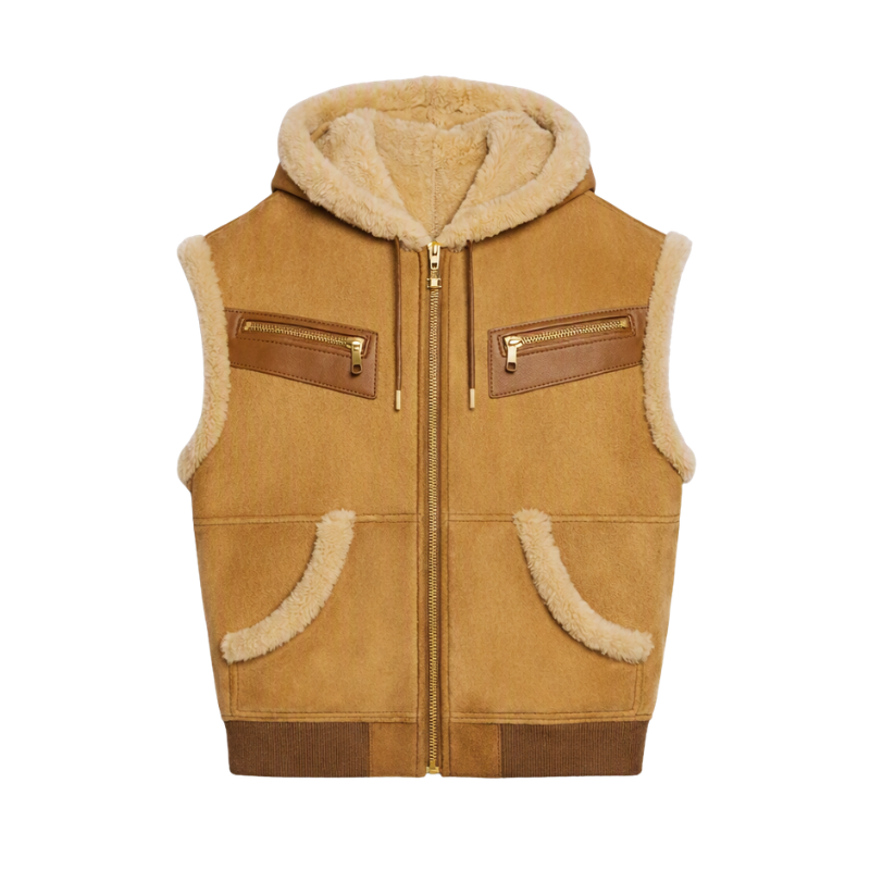 Gilet in Pelle Scamosciata e Shearling