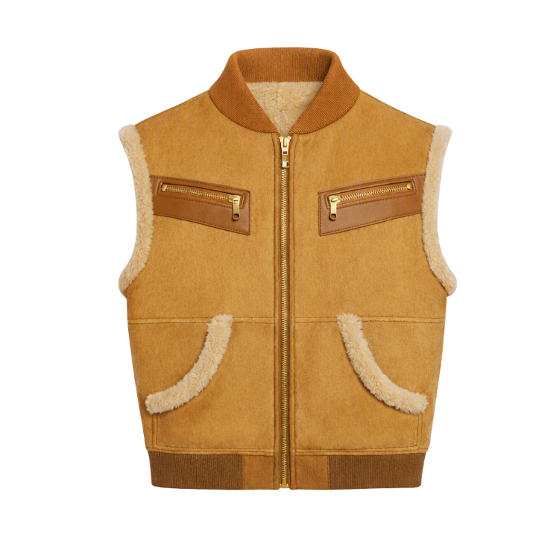 Gilet in Cotone Pesante e Shearling