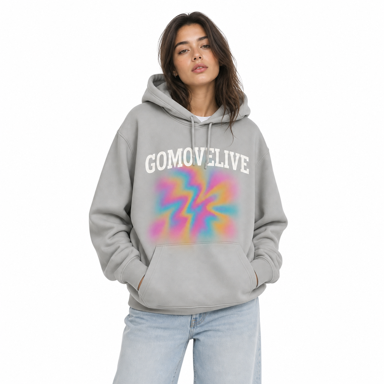 WaveMotion – GOMOVELIVE Abstract Print Hoodie in Grey