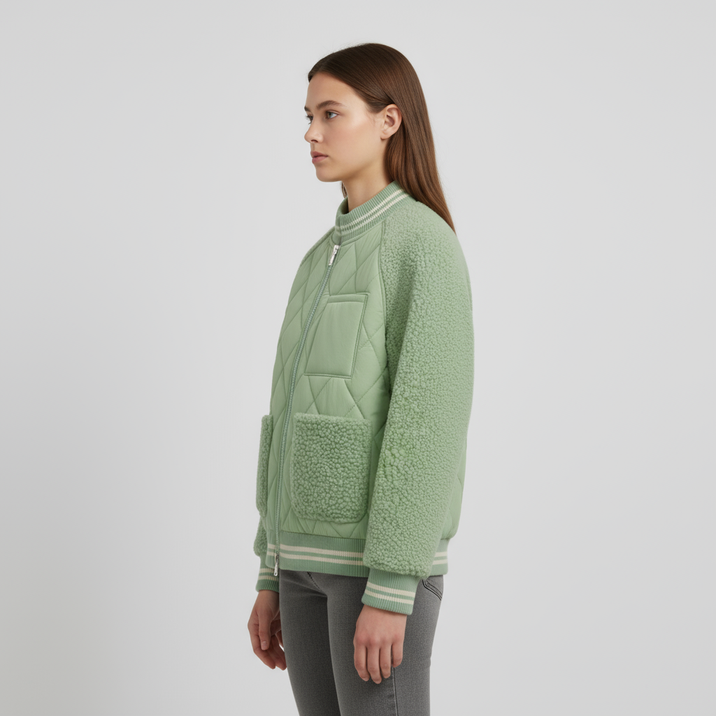 Veste technique en sherpa matelassé « Peau de menthe »
