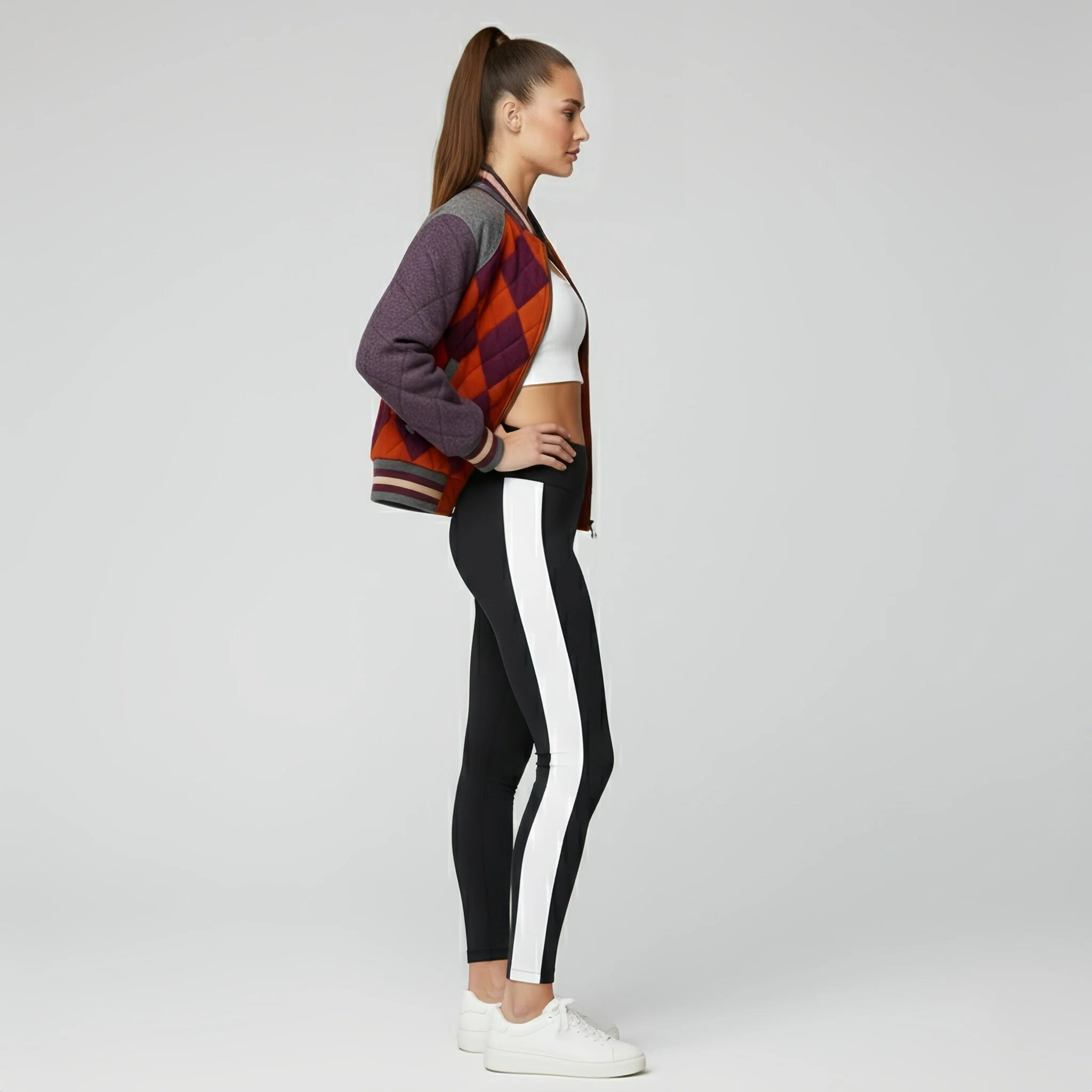 Grid Impact Varsity — Giacca Trapuntata Multicolore con Ricamo Iconico