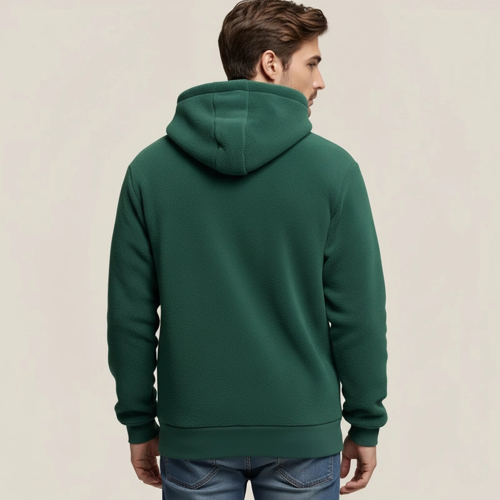 Evergreen Loop – Green Hoodie with Embroidered Patch and Front Strap