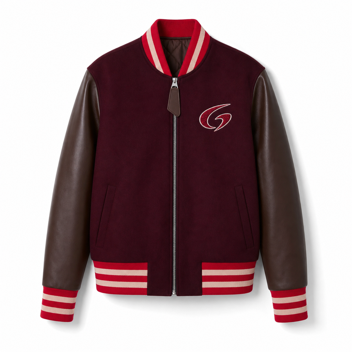 Giacca Varsity Bomber in Lana e Pelle