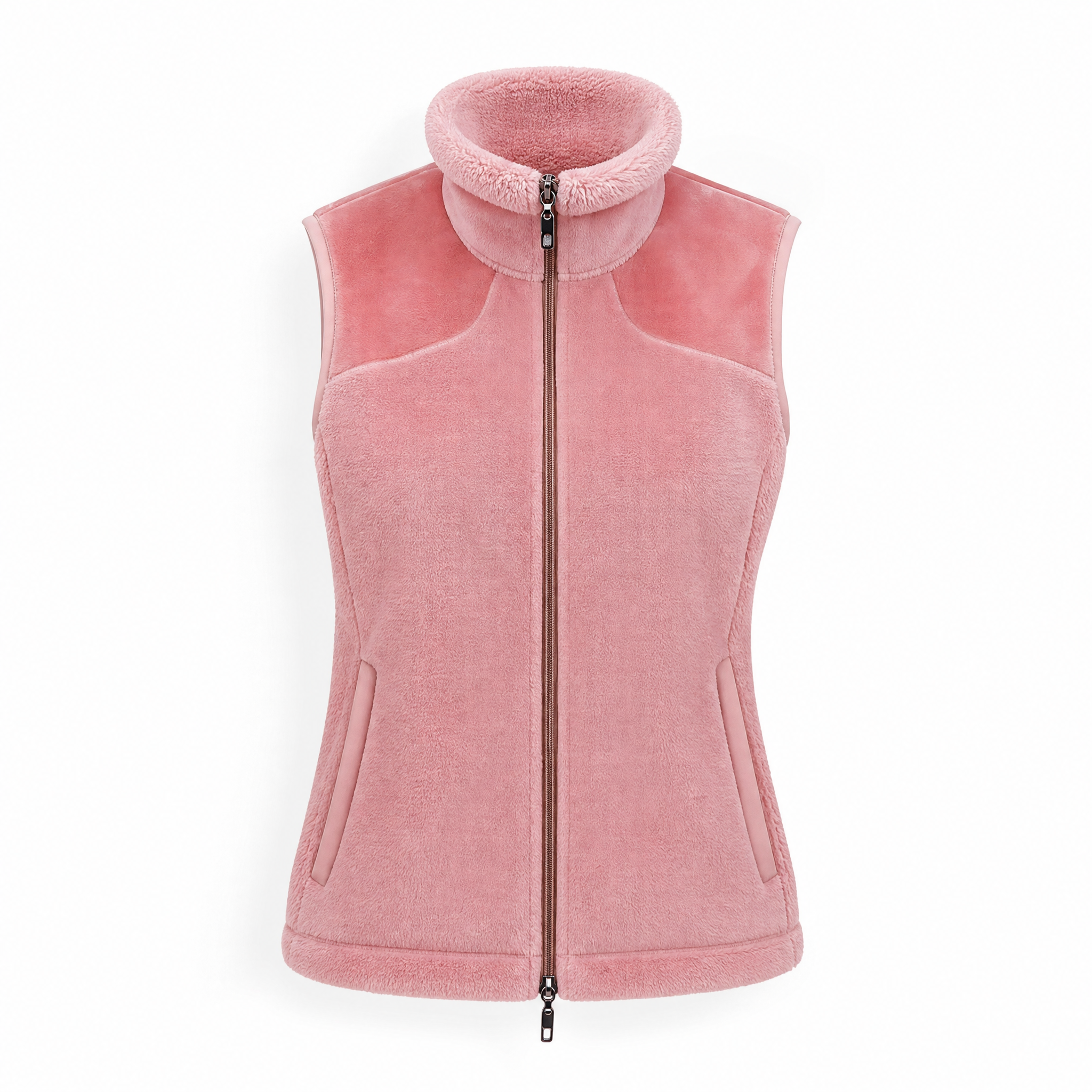 Evergreen Quarter-Zip Pullover – Powder Pink Technical Sweatshirt with High Neck and Front Zip
