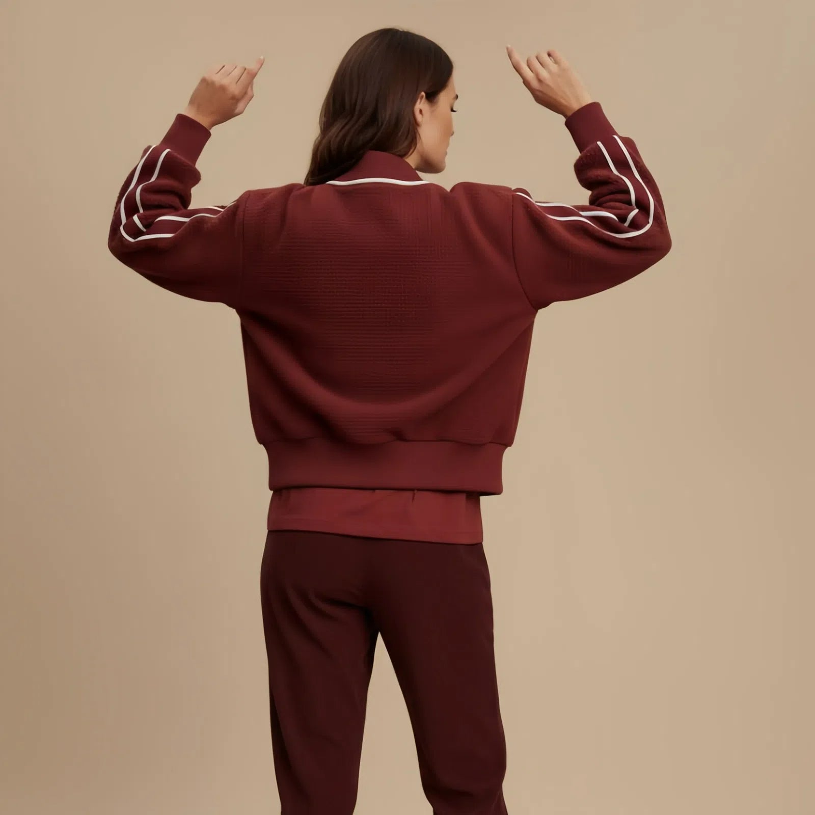 Burgundy Elegant – Quilted Zip-Up Sports Jacket