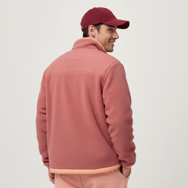 Rosefield Active – Pink Zip-Front Fleece Jacket with High Neck